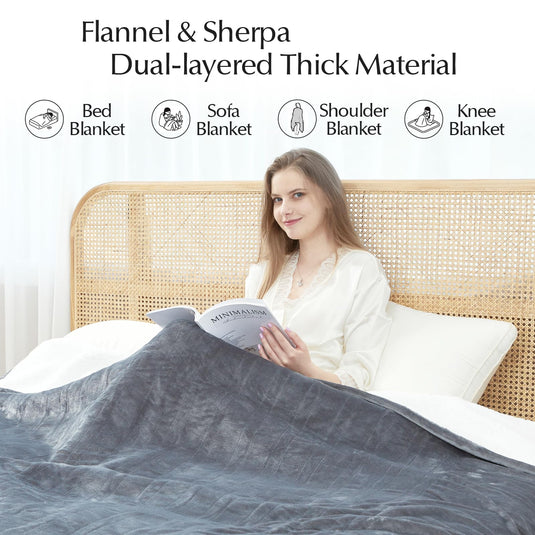 Heated Blanket Throw Size, Soft and Cozy Electric Heating Blanket for Bed, Automatic Safety System 6 Heating Levels & 4 Hours Auto-Off, 50" x 60" Dark Grey