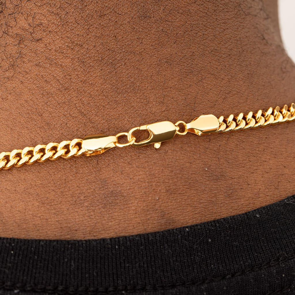 CHENETOILE Corrente Cubana Masculina de Ouro 14K 5mm Colar de Ouro para Homens 20 Polegadas