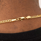 CHENETOILE Corrente Cubana Masculina de Ouro 14K 5mm Colar de Ouro para Homens 20 Polegadas