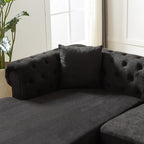 U-Shaped Oversized Symmetrical Sectional Sofa Couch Classic Chesterfield Scroll Armrest Button Tufted Sofa&Couch with Extra Wide Chaises and 2 Pillows for Living Room Home Theater/Office/Apartment