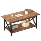 GreenForest Coffee Table with Storage, 43 inch Large Modern Coffee Tables for Living Room, X-Frame Design Farmhouse Coffee Table Space Saving Living Room Tables, Easy Assembly, Walnut