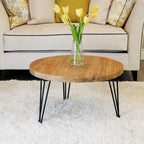 WELLAND Reclaimed Old Elm Coffee Table 27.5"x27.5"x16" H Accent Vintage Coffee Table Rustic Round Table for Living Room Patio Bedroom Home Office