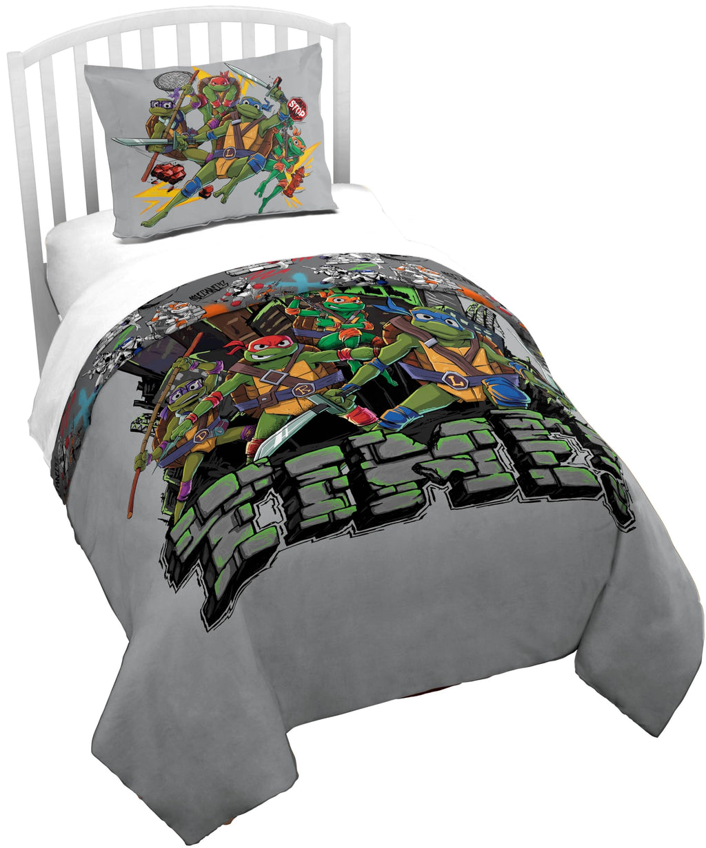 Jay Franco Kids Duvet Cover Set – 3 Piece Super Soft Bedding with Sham Pillowcase, Cover ONLY Comforter Not Included, Blue - Minecraft, Full