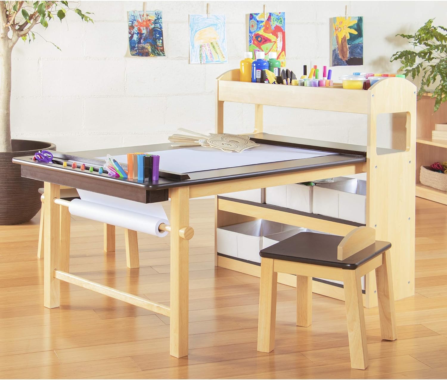 Guidecraft Change Table Guidecraft Deluxe Art Center: Kids Arts and Crafts Table and Chairs Se ...