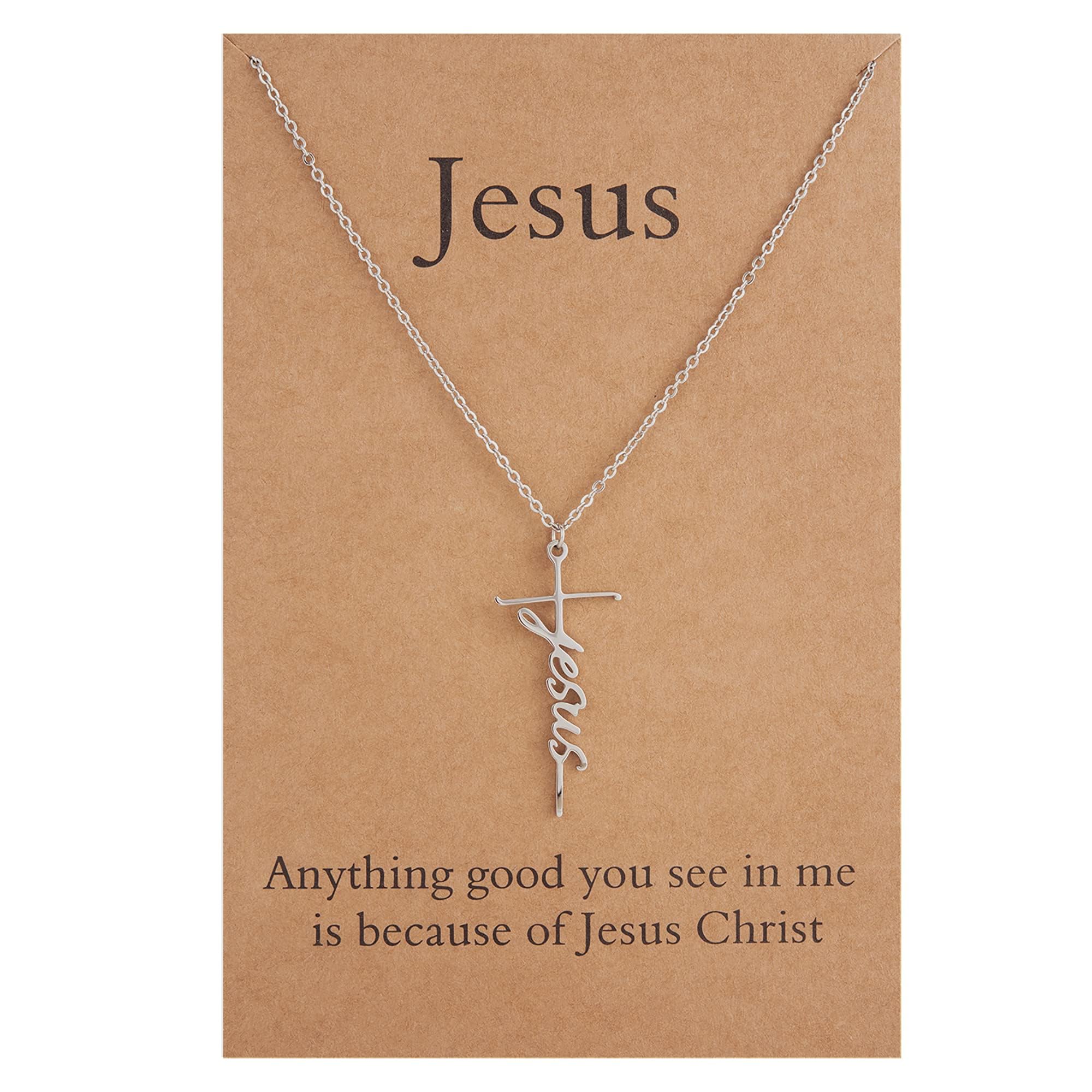 Lcherry Faith Cross Pendant Necklace for Women Religious Christian Jewelry Mother's Day Gifts for Women