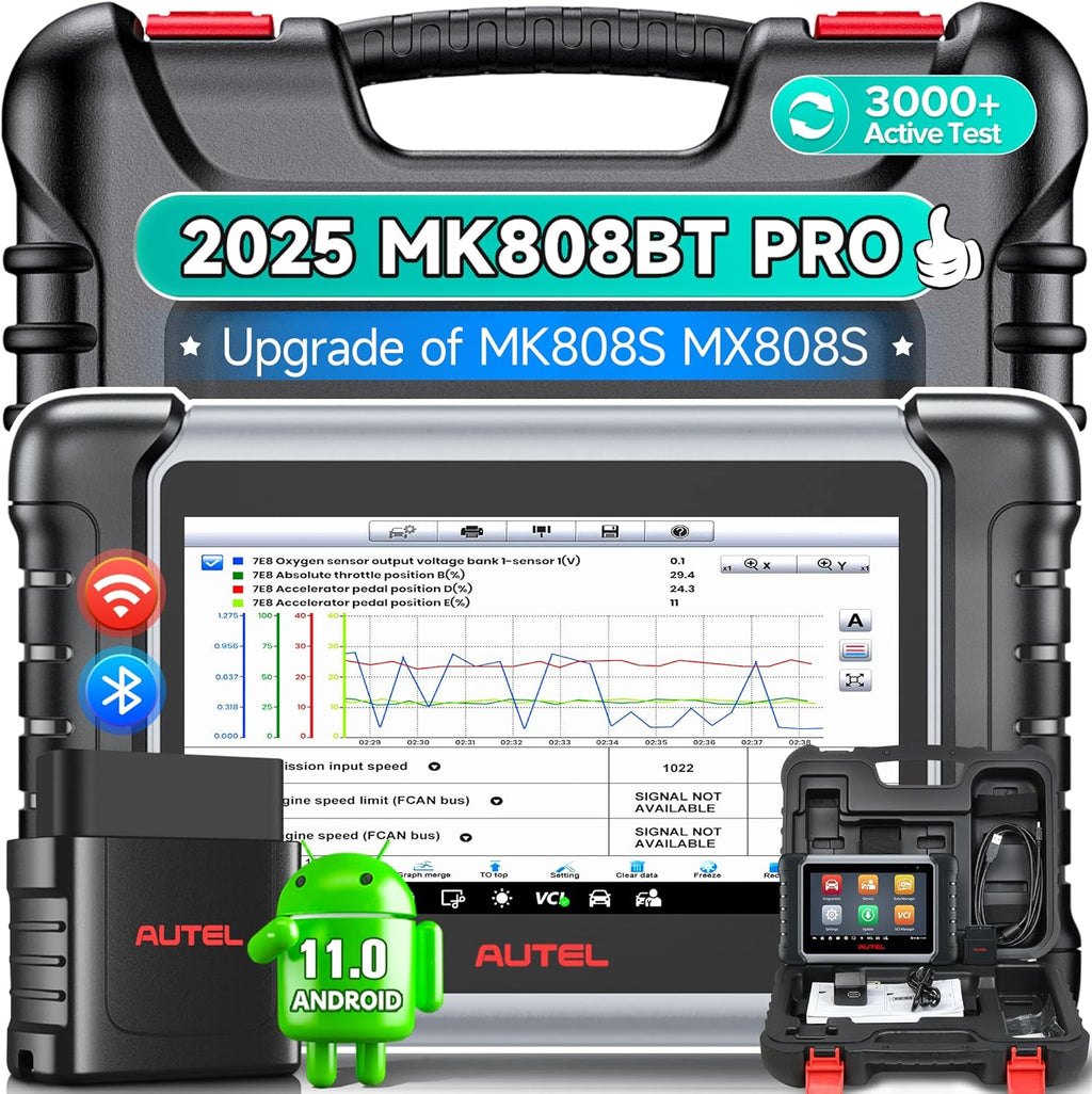 Autel Scanner MaxiCOM MK808BT PRO, 2025 2.0 Full Bidirectional Diagnostic Tool as MK900 MX900 MK900BT, Pro Ver. of MK808S MX808S, 3000+ Test, 28+ Service, All System, Brake Bleed, Injector Coding, FCA