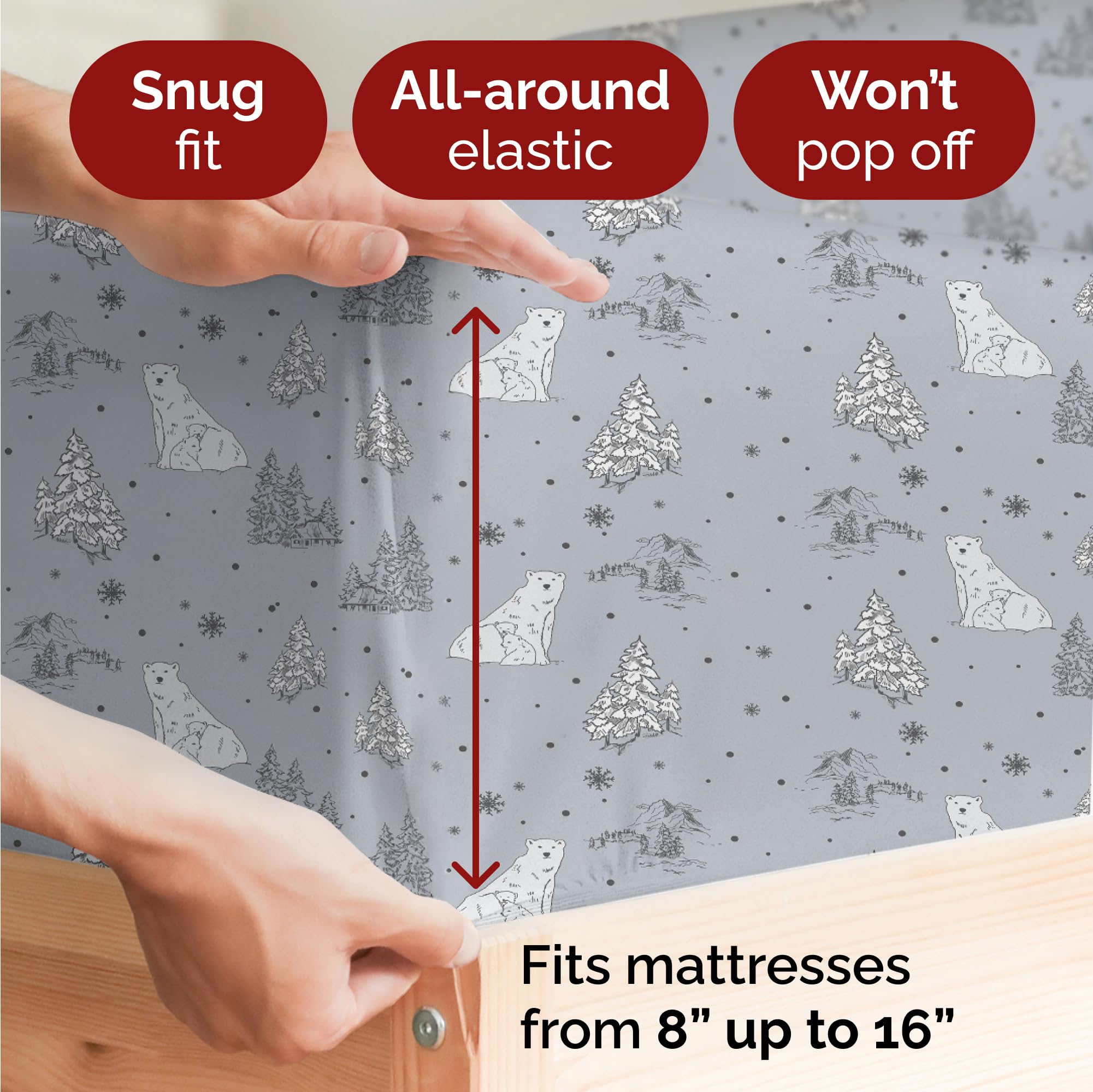 Komplet pościeli King Christmas Tree - Świąteczny wzór Xmas na lnie - Głębokie kieszenie - Dopasowany krój - 4 części - Bez zagnieceń - Wygodna i chłodząca świąteczna pościel zimowa - Łatwa w pielęgnacji - Przyjazna dzieciom