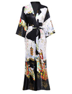 PRODESIGN Kimono Robe for Women - Long Satin Sleepwear Silky Kimono Cover-Up Nightgown Japanese Bathrobe Loungewear Blouse