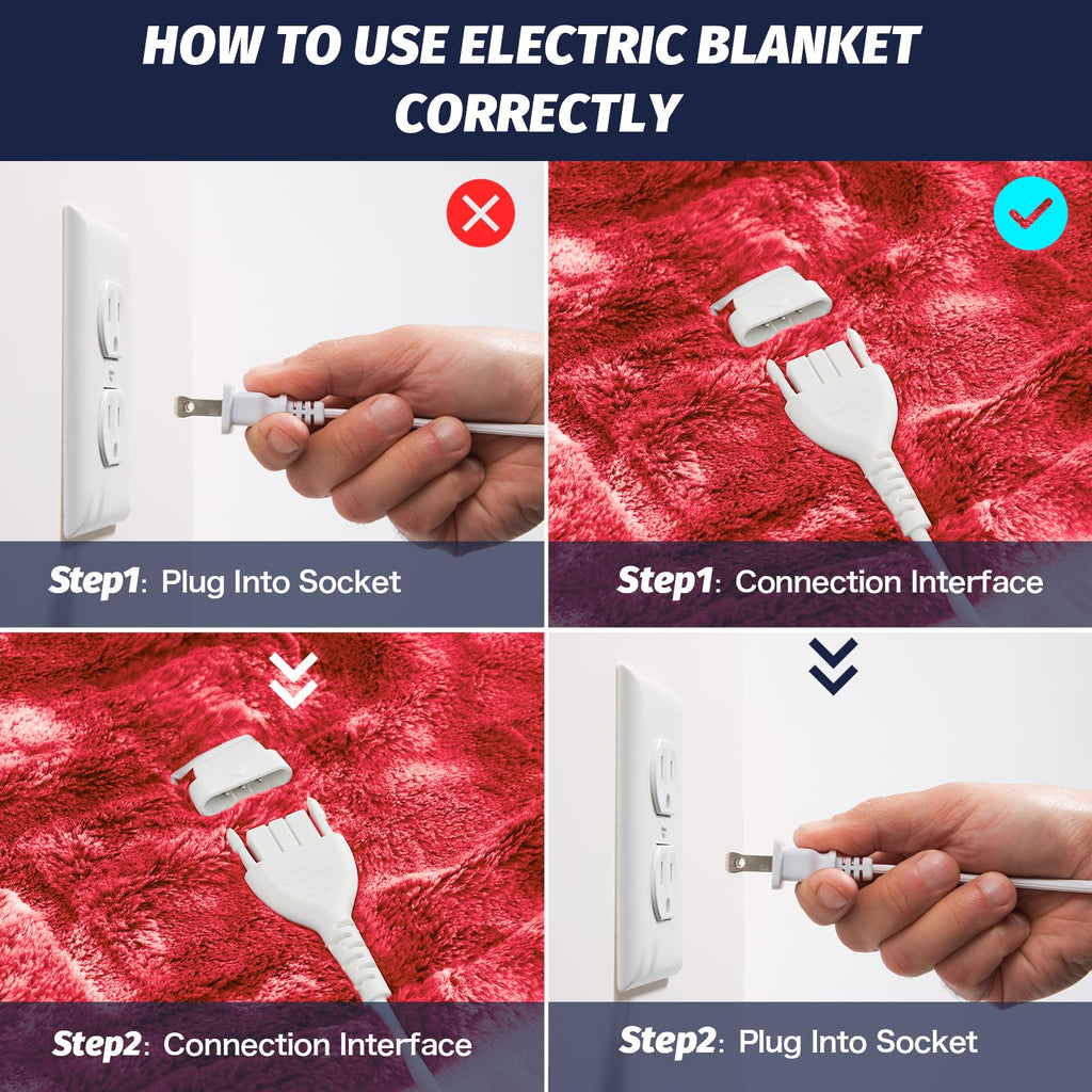 Manta Elétrica Aquecida OCTROT - Manta de Aquecimento em Sherpa de Lã para Sofá, Manta de Aquecimento de Pelo Sintético para Colo com Temporizador de 5 Posições e 10 Níveis de Aquecimento, Certificação ETL&FCC, para Adultos