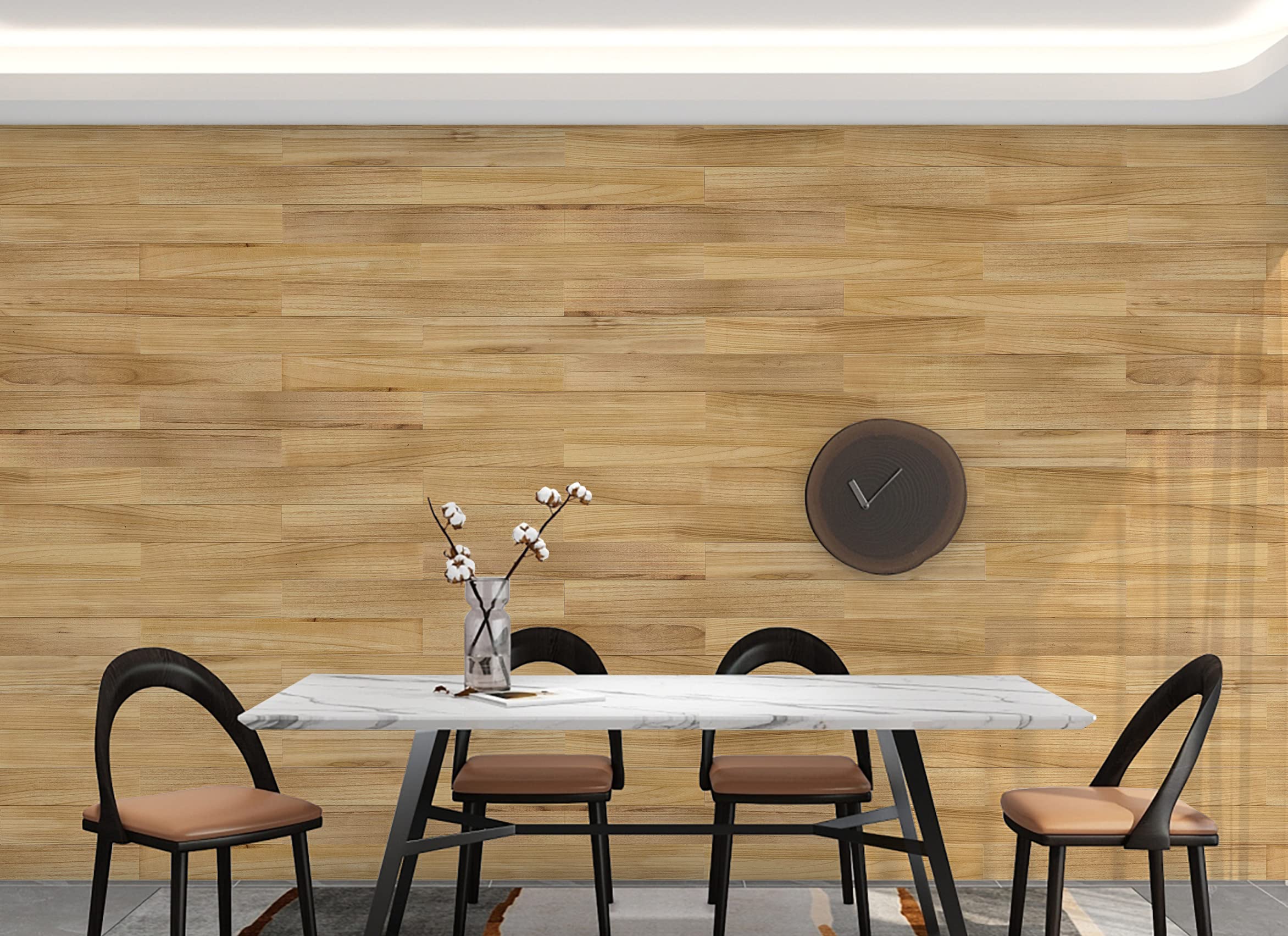 COLAMO 10PCS Faux Teak Peel and Stick Wood Panels for Wall, Vintage Farmhouse Adhesive Shiplap Boards for RV Backsplash, Living Room, Bed Room, Accent Wall, Self Stick On Wooden Paneling(12.4sqft)