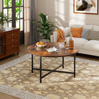 Round Coffee Table, Modern Design Living Room Tables for Indoor & Outdoor, Black Coffee Table for Family & Office Use, Outdoor Coffee Table Round, Large Black (31.5" D x 17.7" H)