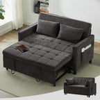 Tbfit 57" Convertible Sofa Bed, Chenille Futon Sleeper Sofa Couch with Pullout Bed, USB & Adjustable Backrest, Queen Size Pull Out Loveseat Couches for Living Room, Apartment, Office, Dorm, Dark Grey