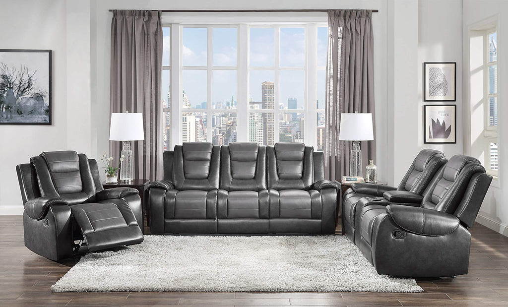 Lexicon Reclining Living Room Set, Manual Reclining Sofas, Couches for Living Room, Home Theater Seating, Includes Reclining Sofa and Double Gliding Loveseat, 2-Piece Set, Two-Tone Brown​
