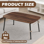 Folding Coffee Table, Portable Floor Table for Sitting on The Floor, Midcentury Modern Coffee Table, Foldable Floor Table for Living Room, 32''L x 16''W x 15''H, Walnut