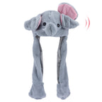 Animal Hat with Ears Moving Jumping Pop Up Beating Hat Plush Holiday Cosplay Dress Up Funny Gift for Kids