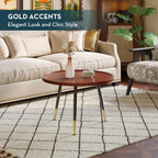 SAYGOER Round Coffee Table Small Modern Coffee Tables Rustic Farmhouse Center Table for Living Room Home Office Mid Century Accent Sofa Table Easy Assembly, Dark Brown