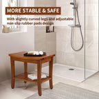 TEAKMAMA 20" Teak Shower Bench Waterproof Wooden Chair for Inside Use, Teak Shower Stool with Shelf for Bathroom, Durable Bath Bench for Elderly, Assembly Required