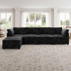 Modular Sectional Sofa,5 Pieces Sectional Couches for Living Room,L Shaped Cloud Couch Chaise Set, Black