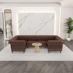 AVZEAR 3 Pieces Sectional U-Shaped Sofa, Leather Modular Sectional Couches Chesterfield Sofa Set, Modern Living Room Furniture Sets Upholstered Couch Set for Living Room, Office and Apartment, Black