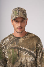 Bell Rangers Realtree APX Camo Baseball Cap Hat for Men and Women 100% Cotton Twill (Peached) (US, Alpha, One Size, Plain Cap with Green Visor)