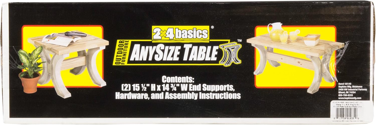 2x4basics 90140 Custom AnySize Table, 5.5 x 15.5 x 16.25, Light brown