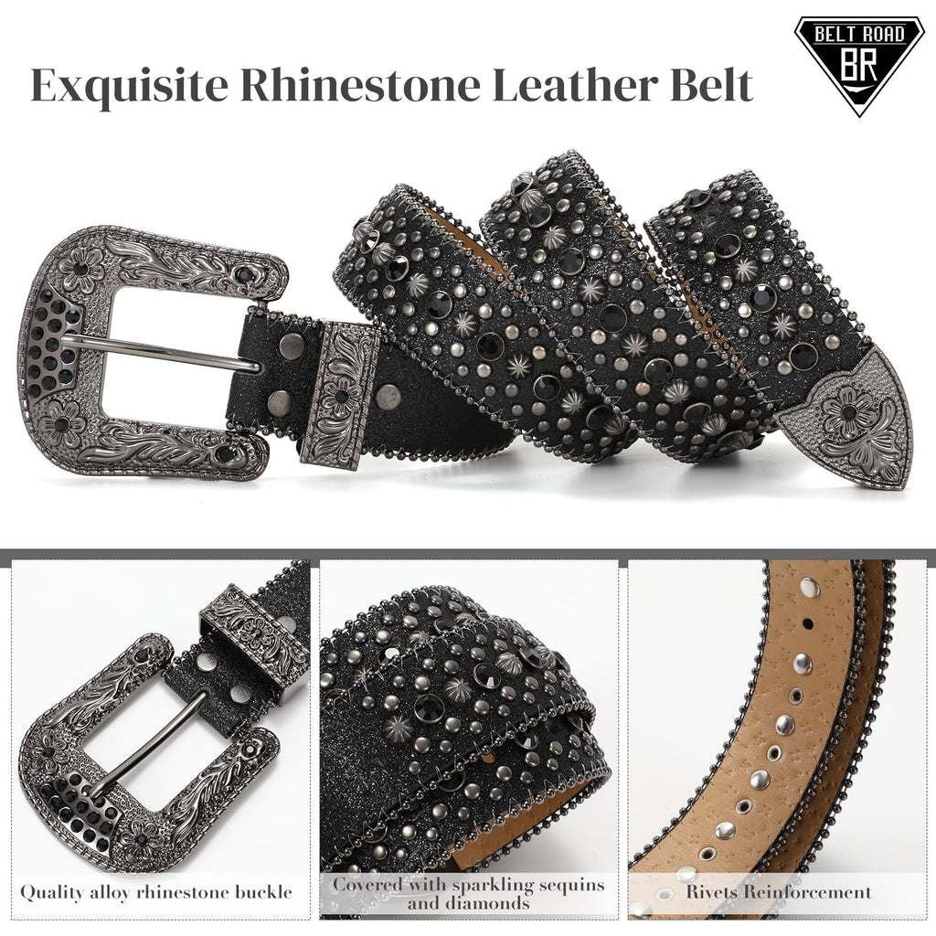 BELTROAD Rhinestone Goth Bling Belts for Women and Men Western Cowboy Cowgirl Belt for Jeans