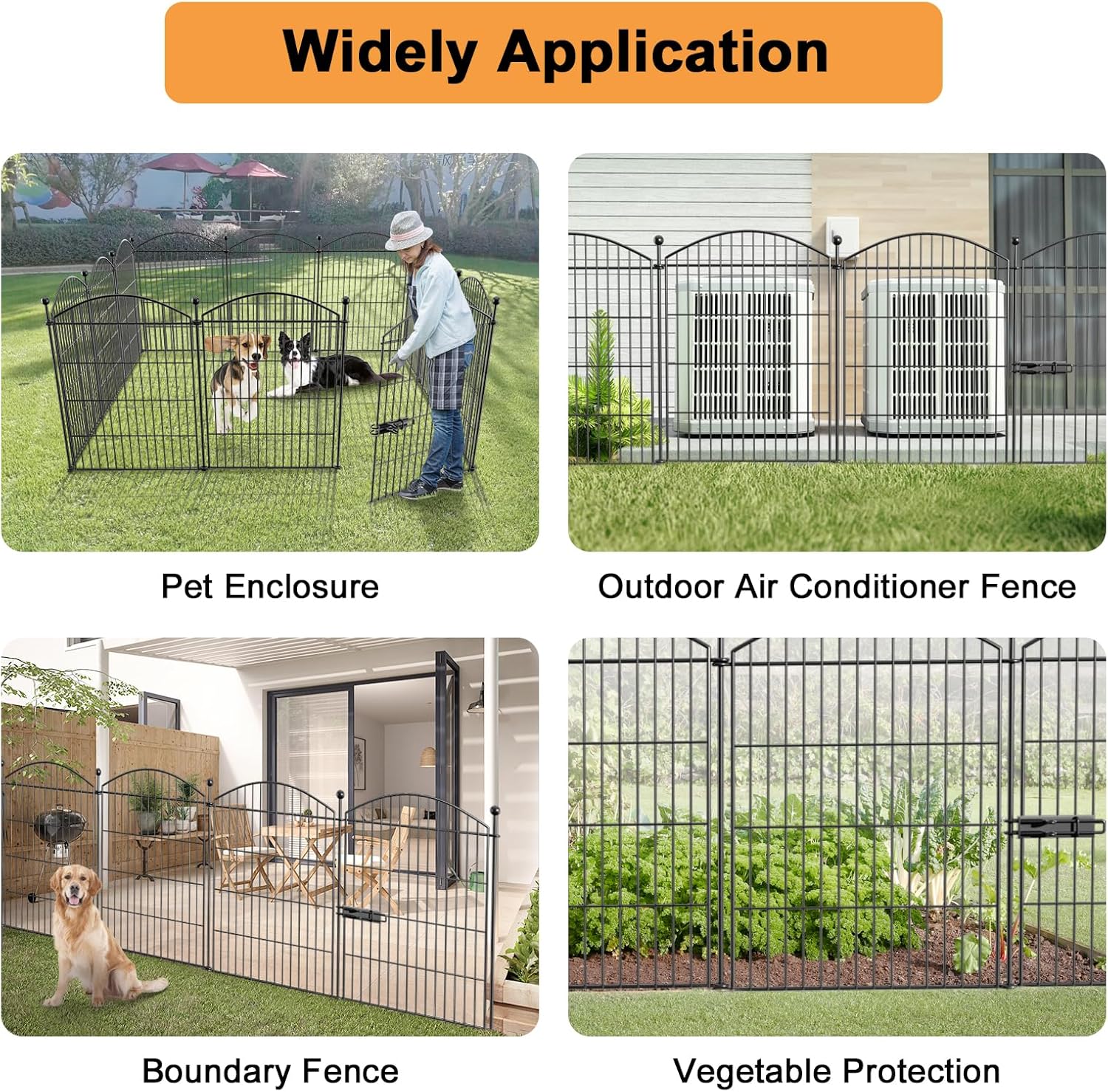 Decorative Garden Fence Animal Barrier with Gate 40 in(H)×27.6 Ft(L) 12 Panels, Dog Rabbit Fencing Arched Rustproof Metal No Dig Pet Outdoor Garden Fence for Yard, Patio, Flower Bed