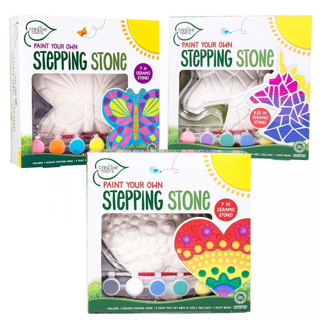 Creative Roots Paint Your Own #1 Dad Stepping Stone, Paintable Ceramic 7 in. Stone, Includes 6 Acrylic Paints & Paintbrush, Great Arts and Crafts for Kids Ages 8-12, Father's Day Gift