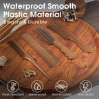 4 Piece Combs with Wooden Grain,Wide tooth Comb,Rat Tail Comb,Beard Combs,Fine Tooth Professional Hair Comb Set for Women,Men Barber Styling/Curly/Teasing/Parting/Mustache