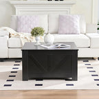 Farmhouse Coffee Table for Living Room, Wood Square Coffee Tables, 31.5" W x 31.5" D, Black