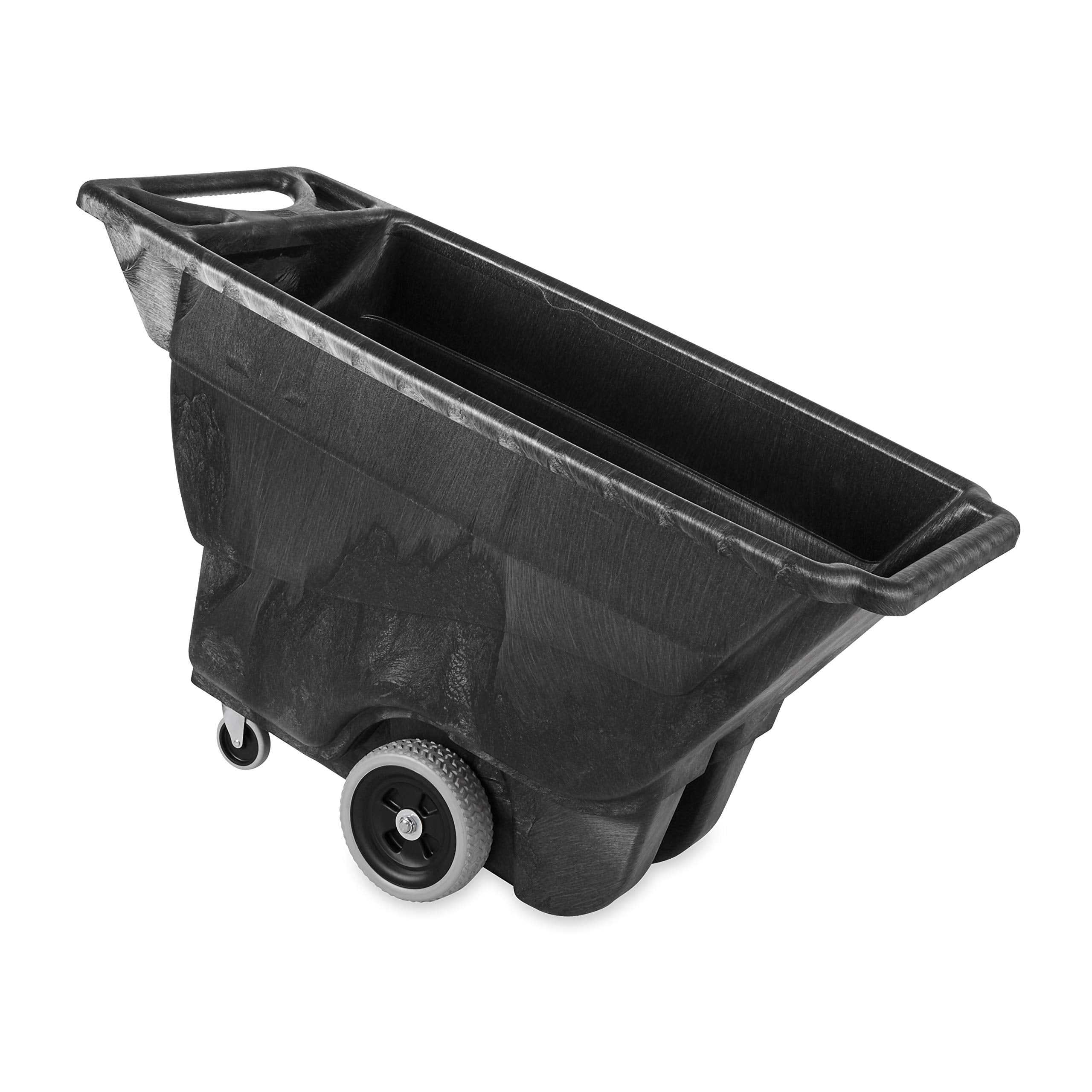 Rubbermaid Commercial Products Tilt Dump Truck, 450 lbs 1/2 Cubic Yard Heavy Load Capacity with Wheels, Black, Trash Recycling Cart for Construction/Commercial/Industrial Transportation