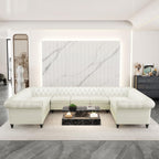 QHITTY L-Shaped Sofa, Sectional Chesterfield Leather Couch 5-Seater Upholstered Small Accent Tufted Sofa with Rolled Armrest and Nailhead Design for Living Room, Apartment, Office (Black)