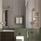 JSEVEM 16"×118" 3D Cream White Grey Slats Striped Wood Wallpaper Peel and Stick Waterproof Gray Slat Stripe Wood Contact Paper Vinyl Self Adhesive Wood Stickers for Walls Cabinets Kitchen Countertops