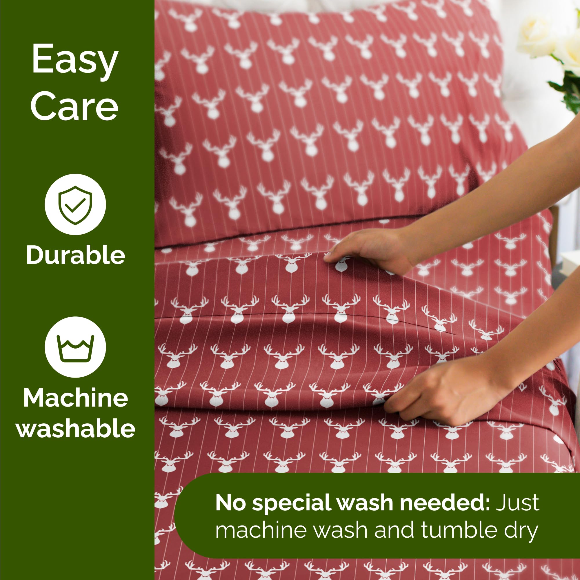 Queen Christmas Tree Sheet Set - Holiday Xmas Pattern Linen Set - Deep Pockets - Snug Fit - 4 Piece - Wrinkle Free - Comfy & Cooling Festive Winter Bedding - Easy To Care For - Kid Friendly