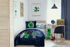 Jay Franco Minecraft Bad Night Twin Quilt & Sham Set - Super Soft Kids Bedding Features Creeper & Enderman - Fade Resistant Microfiber (Official Minecraft Product)