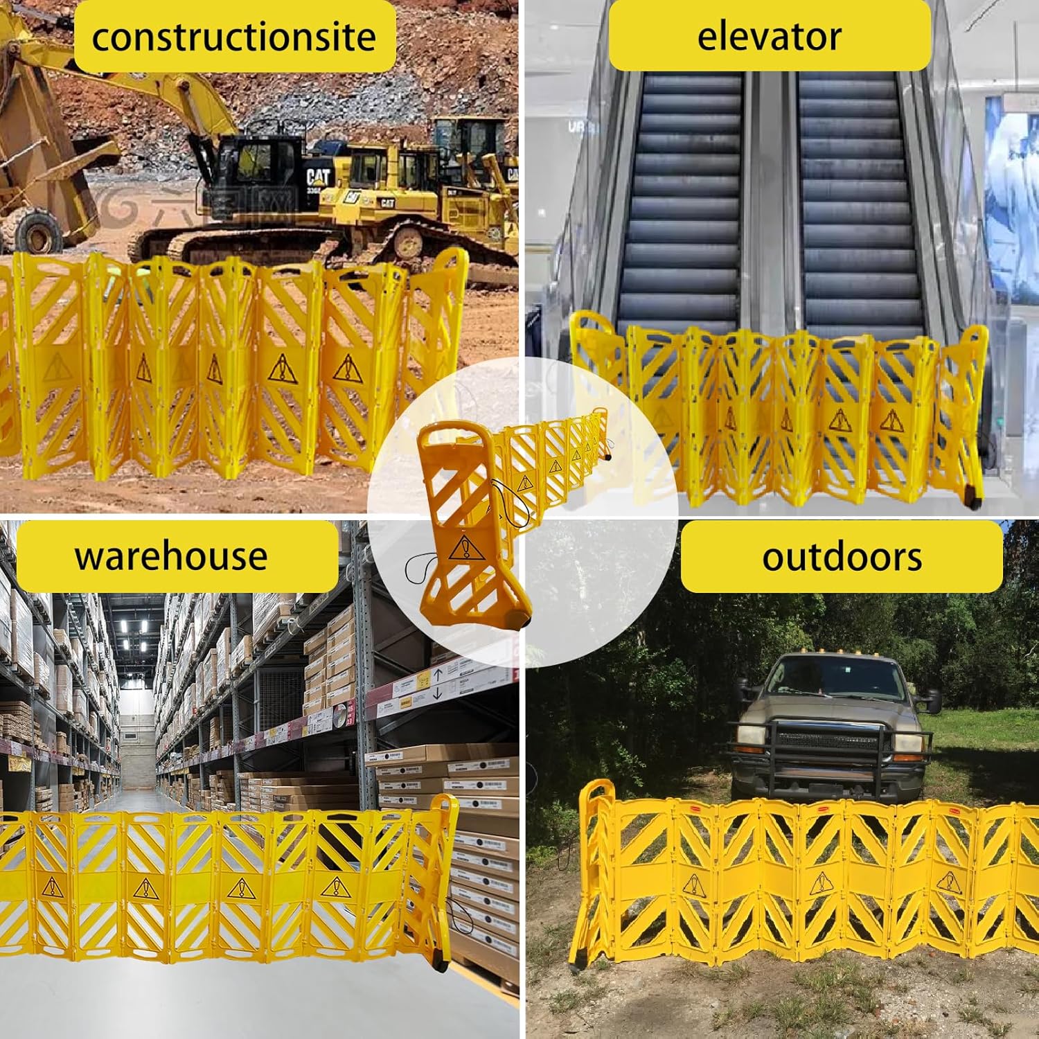 13 Foot Portable Driveway Fence Safety Barriers Barricade Expandable Mobile Folding System for Construction Traffic Control Driveway Gate Outdoor