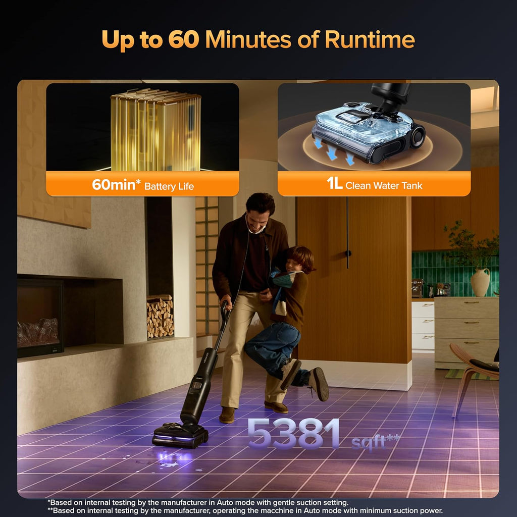 roborock F25 Ultra Steam Wet Dry Vacuum Cleaner, 302°F Steam Mop & 187°F Hot Water Cordless Vacuum Mop All in One, Floor Washer with Blue Light, 194°F Self-Cleaning, 180° Lay-Flat, AI Assitant Wheels