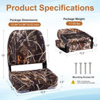 Low Back Folding Boat Seat 2pack, Fold-Down Fishing Boat Seat Camo