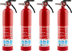 First Alert Fire Extinguisher for Home, Standard Rechargeable Compliance Unit, UL RATED 1-A:10-B:C, HOME1-4, Red, 4-Pack