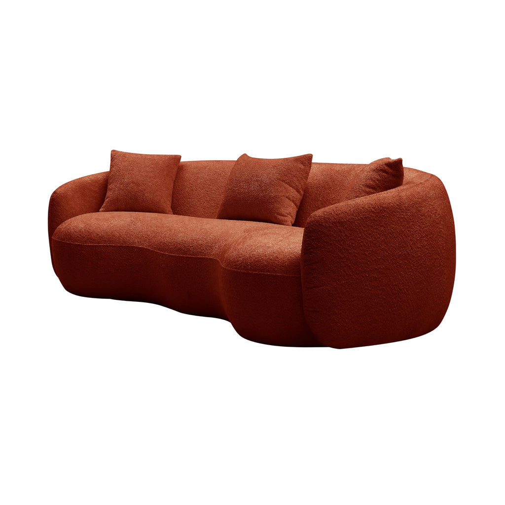 Modern 5 Seats Curved Sofa Oversized Half-Moon Sofa&Couch, Beautiful Freestanding Sofa Comfy Teddy Fleece Boucle Leisure Sofa Couch with 4 Big Pillows for Home Office Apartment Living Room
