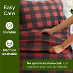 Komplet pościeli King Christmas Tree - Świąteczny wzór Xmas na lnie - Głębokie kieszenie - Dopasowany krój - 4 części - Bez zagnieceń - Wygodna i chłodząca świąteczna pościel zimowa - Łatwa w pielęgnacji - Przyjazna dzieciom