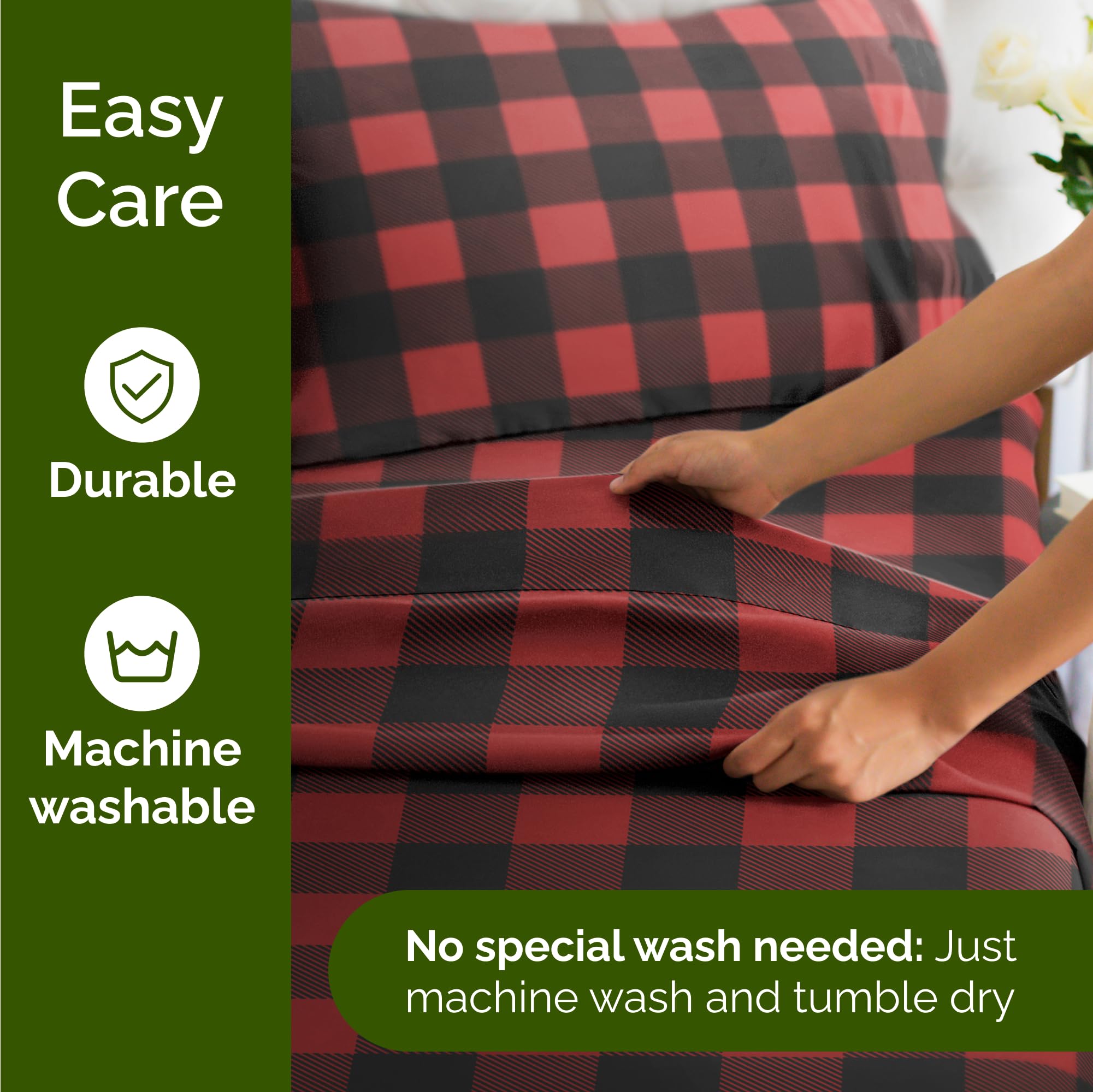 Komplet pościeli King Christmas Tree - Świąteczny wzór Xmas na lnie - Głębokie kieszenie - Dopasowany krój - 4 części - Bez zagnieceń - Wygodna i chłodząca świąteczna pościel zimowa - Łatwa w pielęgnacji - Przyjazna dzieciom