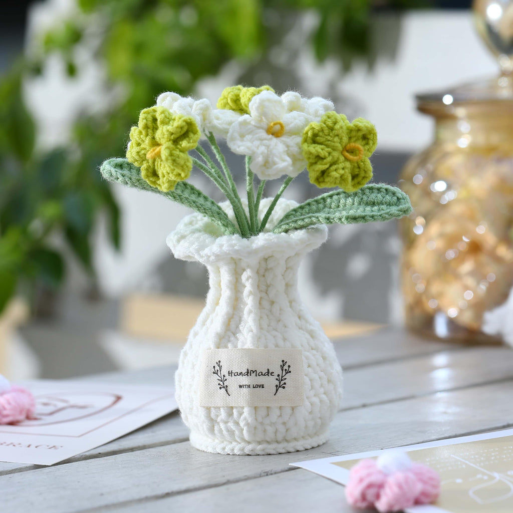 Crochet Flower Pot Forget-me-not Pink Thank You Crochet Gifts for Women Coworker Graduation & Mother's Day Gift Pink Crochet Potted Flower for Women Teacher| Handmade Knitted Potted Plant