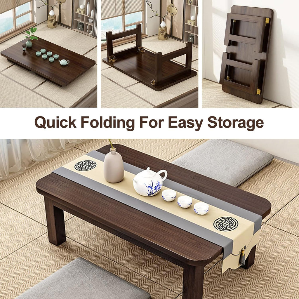 Japanese Floor Sitting Table, Folding Wood Tea Table Chabudai Japanese Coffee Table Low Table for Living Room Home Tatami Office (A 31.5 * 15.7 * 11.8 INCH)