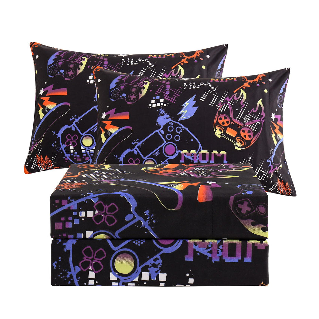 ست ملحفه کودکان یونیکورن صورتی JSD، سایز تویین، ۳ تکه، ملحفه‌های رختخواب میکروفایبر چاپ شده با طرح رنگین کمان برای دختران، جیب عمیق