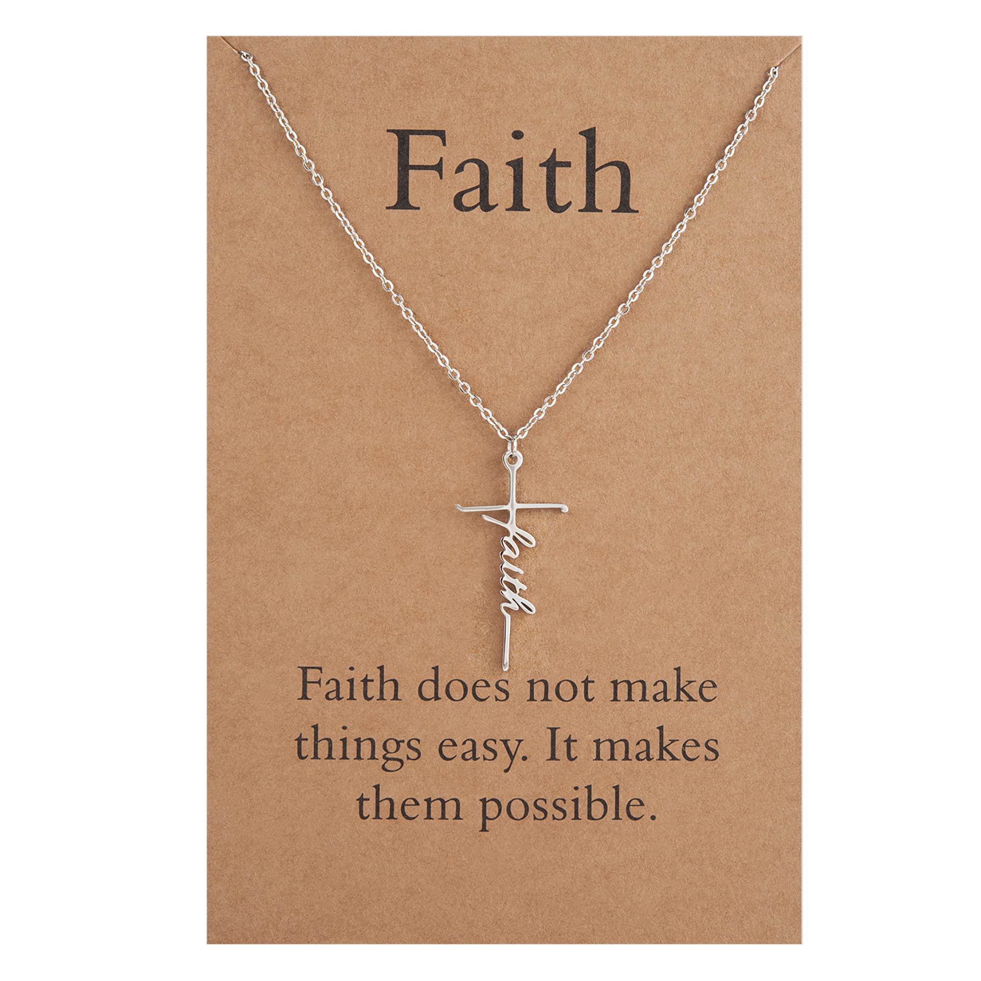 Lcherry Faith Cross Pendant Necklace for Women Religious Christian Jewelry Mother's Day Gifts for Women