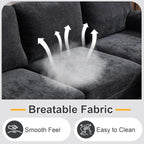 Karl home U-Shape Sectional Sofa Couch 111" Modern 4-Seat Sofa with Chaises Chenille Fabric Upholstered Covertible Couch with Wood Grain Legs for Living Room, Reception Room, Apartment, Black