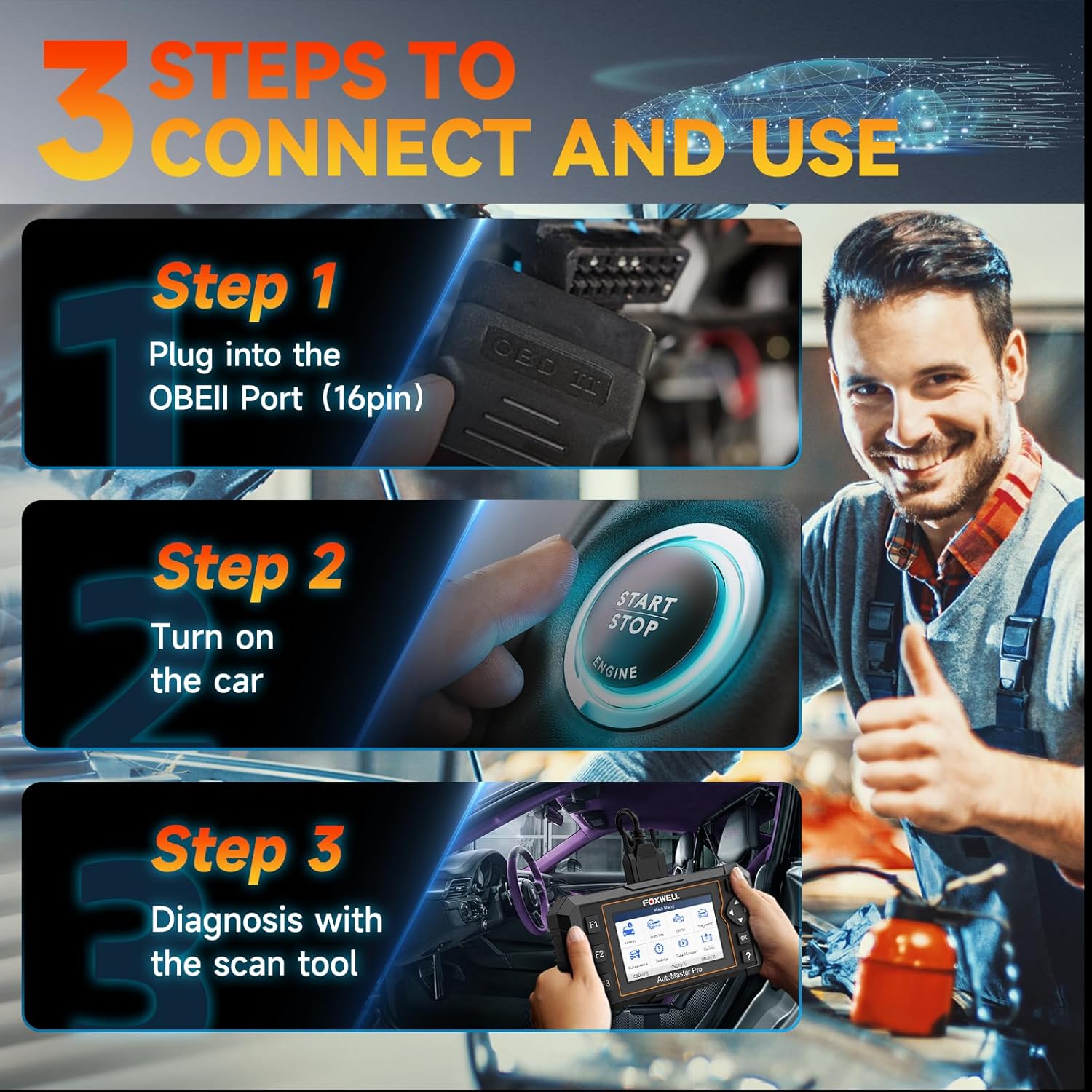 2025 FOXWELL NT614 Elite OBD2 Scanner with 5 Resets ABS Bleeding, SAS Calibration, Oil, EPB, Throttle, Upgrade of NT604 Code Reader Scan Tools, ABS SRS Engine Transmission Battery Test Car Scanner