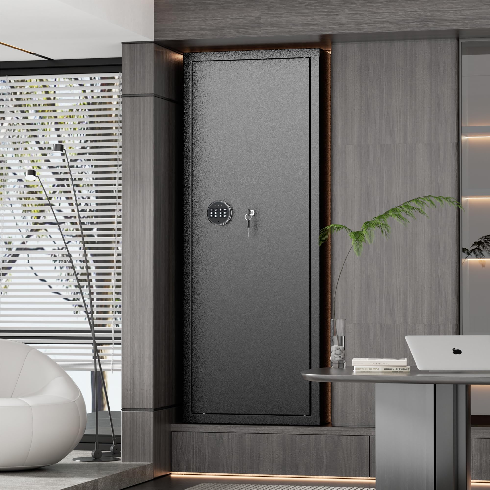 Greenvelly 10-14 Gun Safe for Rifles and Pistols, Quick Access fireproof Gun Safe with Adjustable Gun Rack and keypad lock, Heavy-Duty Gun Cabinets for Rifles and Shotguns