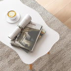 Cookie Coffee Table Low Table with 4 Solid Wood Sturdy Legs, Floor Table Desk for Sitting on The Floor, Storage and Living Room Furniture (White)